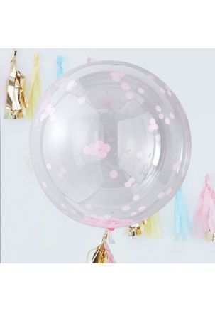 Ginger Ray PM-389 Pick & Mix Large Pink Confetti Orb Balloons