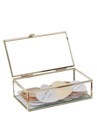 Ginger Ray GO-114 Gold Wedding Golden Glass Box Guestbook 