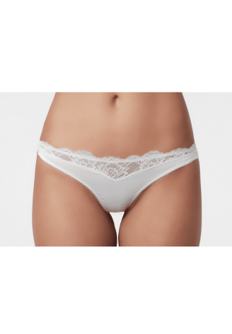 Poirier 15-910 Thong Ivory Lace Satin ()