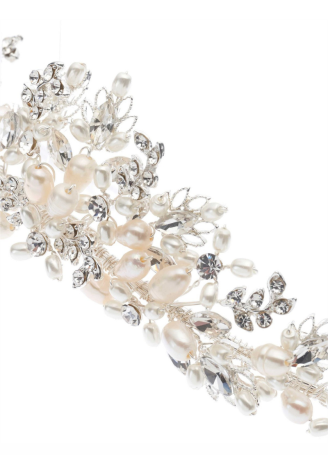Poirier Tiara BB-285 – Silver | Rhinestones & Freshwater Pearls