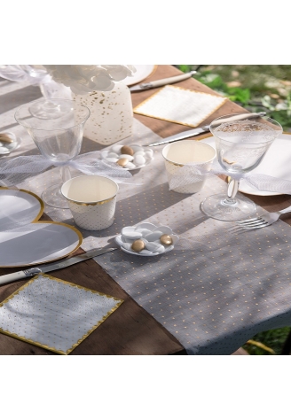 Santex White Golden Table Runner