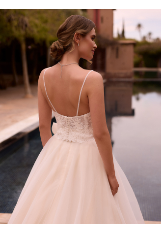 Bianco Evento E499 Bridal top in tulle and lace Ivory