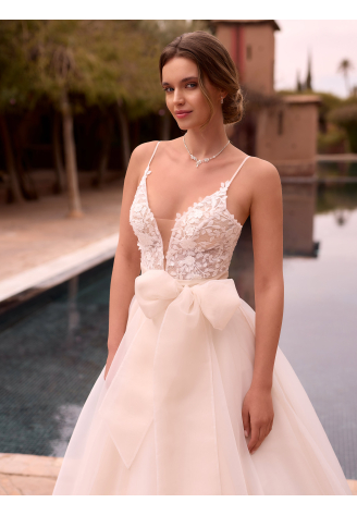 Bianco Evento E501 Bridal corset in tulle and lace Ivory ()