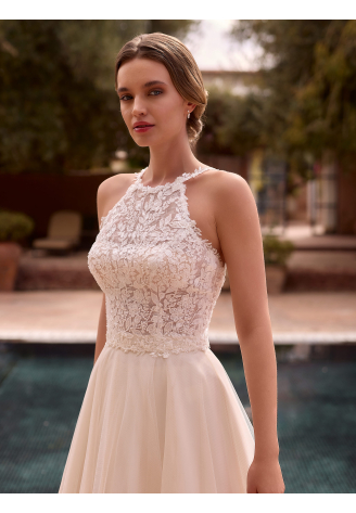 Bianco Evento E502 Bridal top in tulle and lace Ivory ()