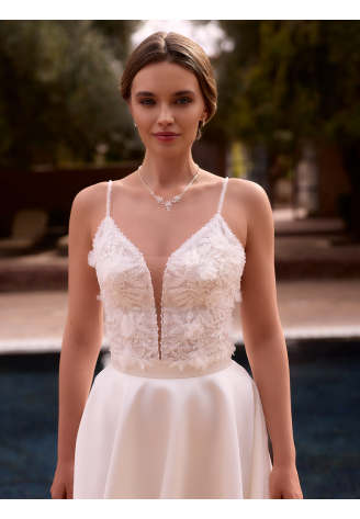 Bianco Evento E507 Bridal corset in tulle and lace Ivory ()