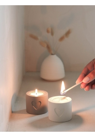 Leeff 18755 Heart Tealight Holder Hilde, set of 2 Grey