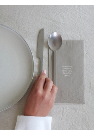 Leeff 18766 Napkins - Enjoy this moment, tomorrow is so far away Taupe