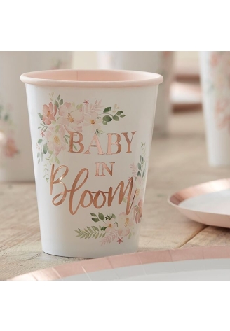 Ginger Ray BL-116 Floral Baby Shower Cups ()
