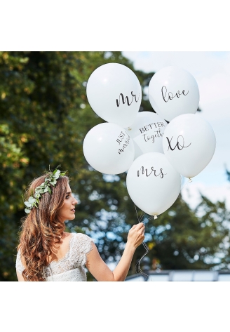 Ginger Ray BR-374 Botanical Wedding Balloons White