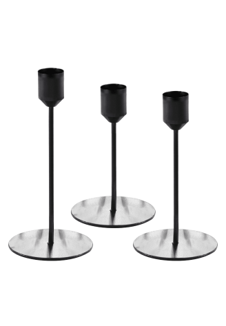 Ginger Ray BW-416 Matt Black Candle Holders Set