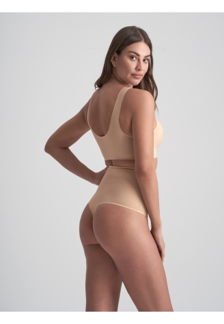 BYE BRA Invisible High Waist Thong Beige