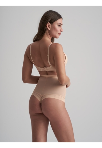 BYE BRA Powermesh High Waist Thong Beige