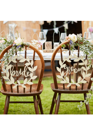 Ginger Ray CW-212 Rustic Country Bride and Groom Wedding Chair Signs Wood ()