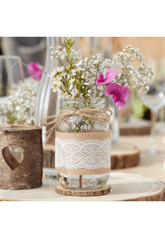 Ginger Ray CW-229 Rustic Country Glass Jar Hessian Wrapped ()