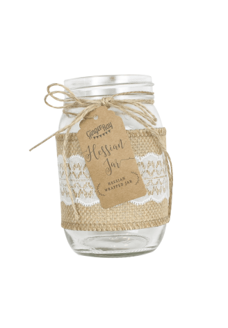 Ginger Ray CW-229 Rustic Country Glass Jar Hessian Wrapped