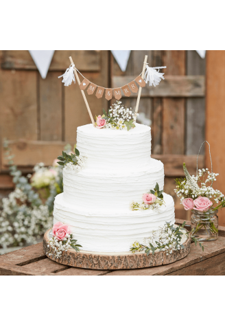 Ginger Ray CW-235 Rustic Country Mr & Mrs Cake Topper Bunting ()