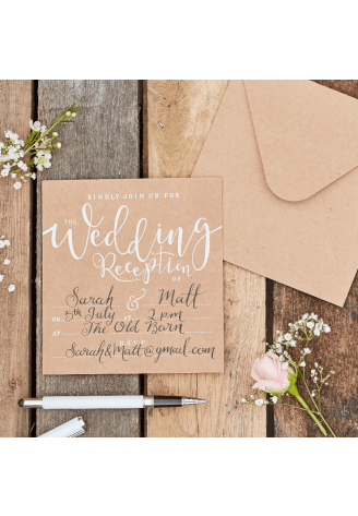 Ginger Ray CW-247 Rustic Country Kraft Wedding Reception Invitations ()