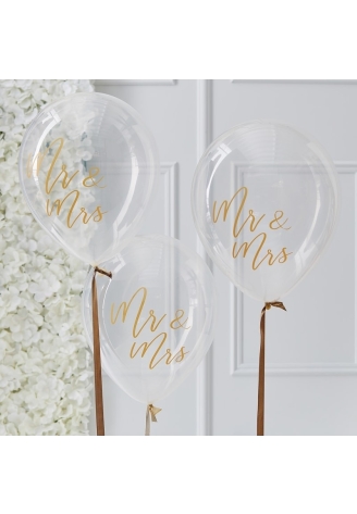 Ginger Ray Mr & Mrs. Balloons - Gold Wedding GO-142 ()