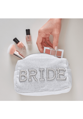 Ginger Ray HEN-121 Bride Make Up Bag Pearls White ()