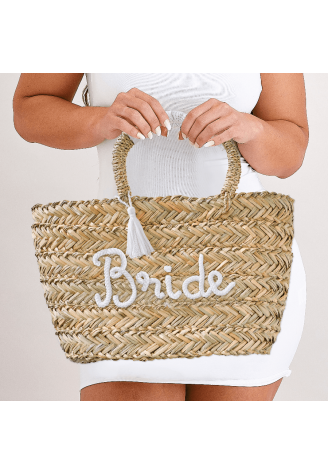 Ginger Ray HEN-140 Bride Woven Wicker Bag Tassels ()