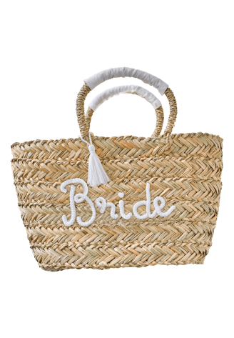 Ginger Ray HEN-140 Bride Woven Wicker Bag Tassels