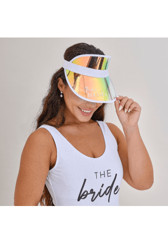 Ginger Ray HEN-149 The Bride Party Cap Holographic Visor ()