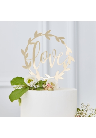 Ginger Ray GO-104 Gold Wedding Love Cake Topper