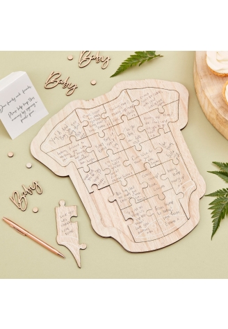 Ginger Ray BAB-126 Botanical Baby Wooden Puzzle Guest Book