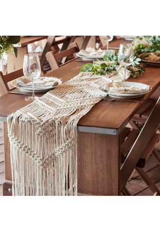 Ginger Ray PAMA-117 White Macrame Table Runner ()