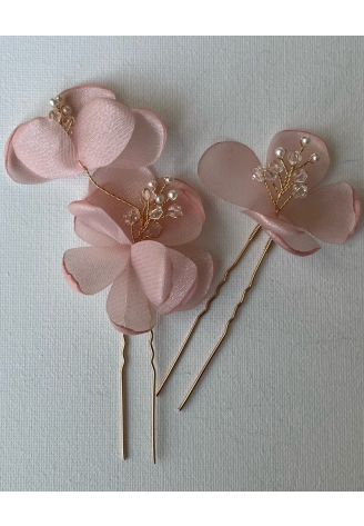 Sally Jane Bridal Poppy Pink Hairpins Gold