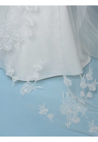 Poirier S432-350-MED Veil Embroidered Flowers - 350 cm