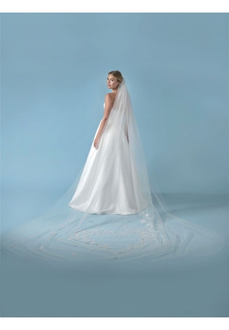 Poirier S433-350-MED Veil Heart 3D Flowers & Rhinestones - 350 cm ()