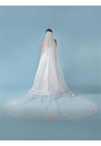 Poirier S436-350-1-MED Veil Embroidered Flowers - 350 cm ()