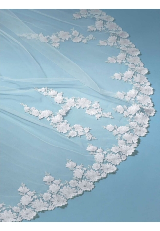 Poirier S439-280-SOFT Veil Embroidered Flowers - 280 cm