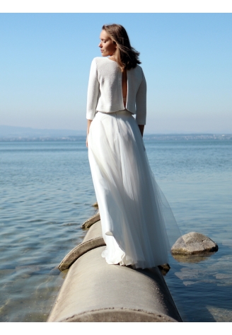Forever & Eva P5310S Bridal Jacket Silver Lurex ()