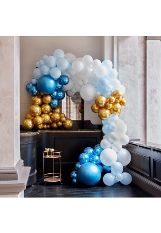 Ginger Ray BA-323 Balloon Arch Blue & Chrome Gold