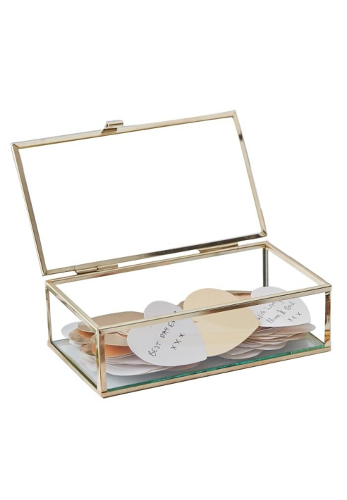 Ginger Ray GO-114 Gold Wedding Golden Glass Box Guestbook 