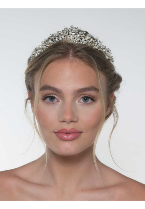 Poirier Tiara BB-285 – Gold | Rhinestones & Freshwater Pearls ()
