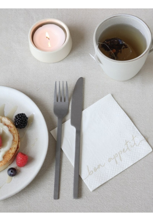 Leeff 18763 Napkins - Bon appetit White