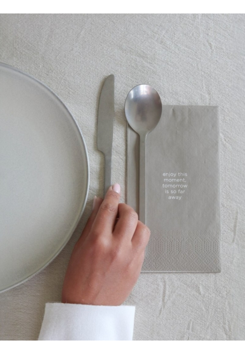 Leeff 18766 Napkins - Enjoy this moment, tomorrow is so far away Taupe