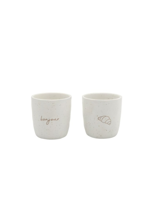 Leeff Croissant and Bonjour Mugs, Set of 2
