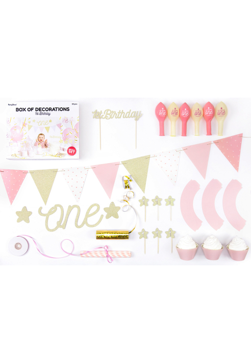 Party Decorations Set - 1st Birthday Pink/Silver