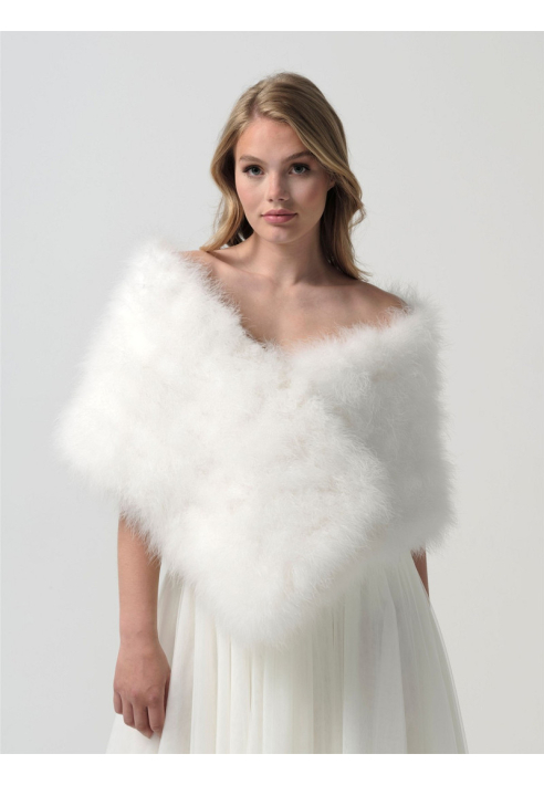 Poirier BOL-05 Marabou Stole-Ivory ()