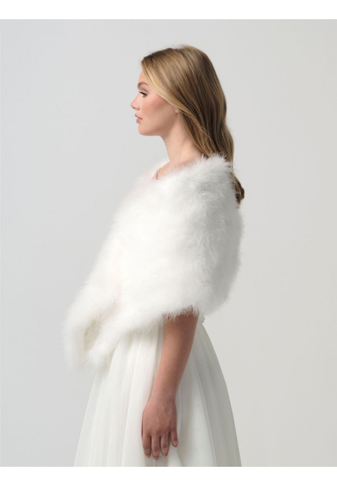Poirier BOL-05 Marabou Stole-Ivory