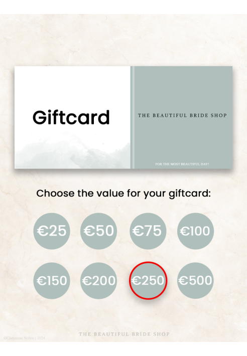 The Beautiful Bride Shop Giftcard €250