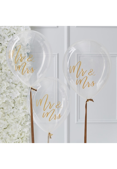 Ginger Ray Mr & Mrs. Balloons - Gold Wedding GO-142 ()