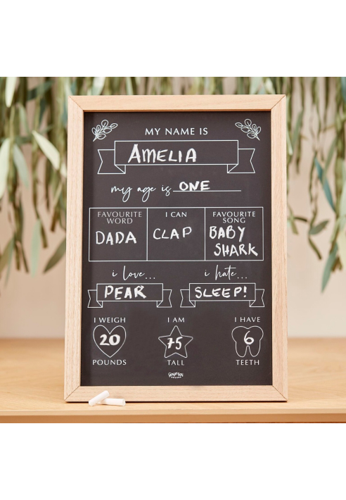 Ginger Ray BAB-105 Botanical Baby Milestone Chalkboard ()