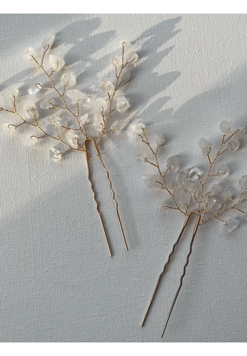 Sally Jane Bridal Lotis Clear Hairpins Gold