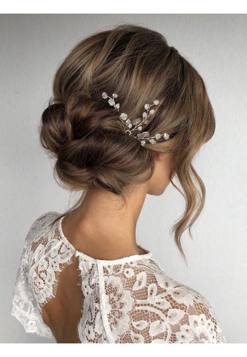 Sally Jane Bridal Lotis Clear Hairpins Silver ()
