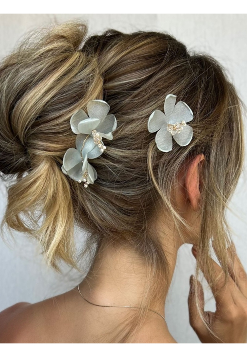 Sally Jane Bridal Poppy Aqua Hairpins Gold ()